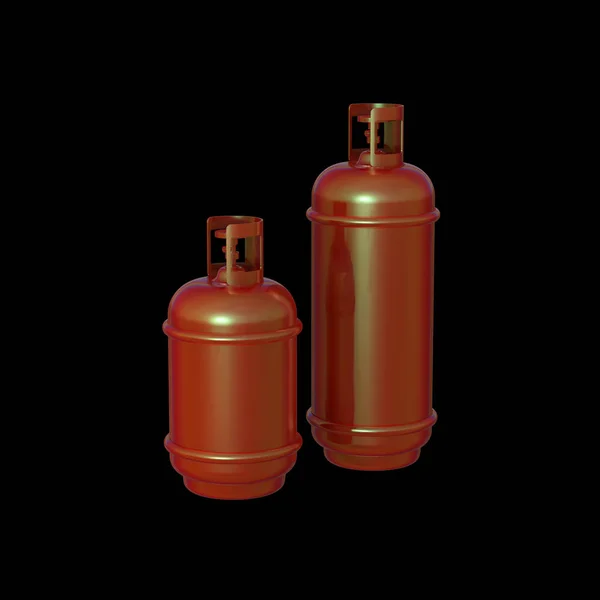 Bouteille de gaz propane isolée sur fond noir. Illustration 3d — Photo