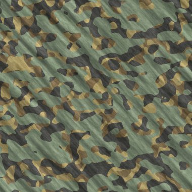 Kamuflaj desenli arka plan kusursuz illüstrasyon. Klasik giyim tarzı kamuflaj tekrarı. Yeşil kahverengi siyah zeytin rengi orman dokusu