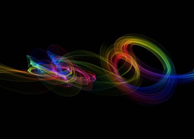 soyut renkli dalgalı duman alev siyah arka plan üzerinde.