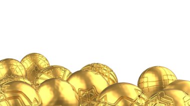yüksek teknoloji altın küreler uçan ilginç bir model ile kaplı. Arka plan. Modern kapak tasarımı. Reklamlar banner şablon. Topları veya parçacıklar 3d çizim ile dinamik duvar kağıdı