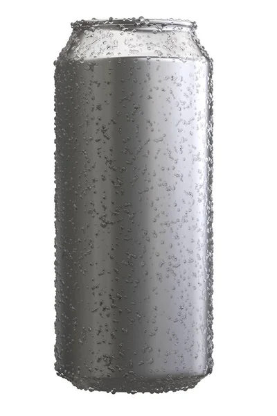 Алюминиевое пиво или макет газировки. Реалистичные пустые металлические банки, покрытые капли воды изолированы на белом фоне. 3d иллюстрация — стоковое фото