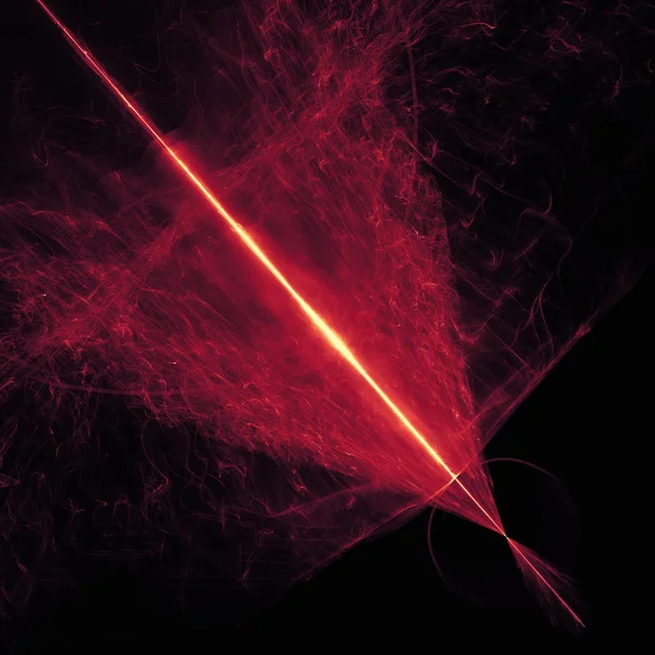 Lignes courbes rouges rougeoyantes sur fond sombre univers spatial abstrait. Illustration — Photo