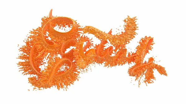 Gelukkig Pasen achtergrond met gemaakte sappige oranje vloeibare plons. Uitnodiging realistische 3d illustratie greeting card, advertentie, promotie, poster, flyer, web-banner, artikel, social media — Stockfoto