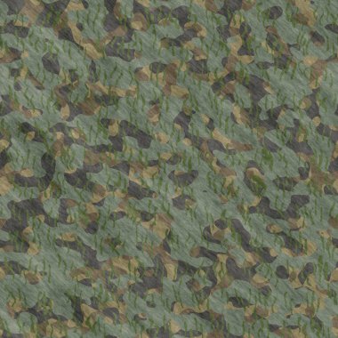 Kamuflaj desenli arka plan kusursuz illüstrasyon. Klasik giyim tarzı kamuflaj tekrarı. Yeşil kahverengi siyah zeytin rengi orman dokusu