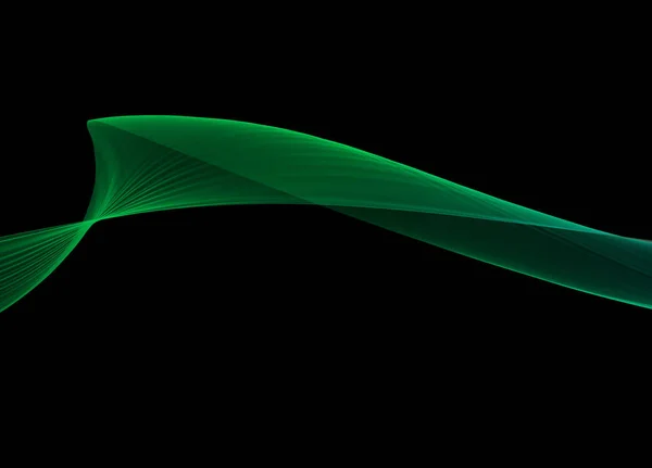 Abstract green wavy smoke flame over black background — Stock Photo, Image