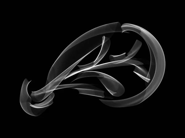 Abstrakcja Biały płomień dymu w kształcie liścia na czarnym tle — Zdjęcie stockowe