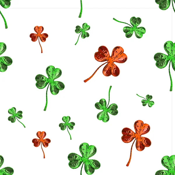 St. Patricks Day 3d effect clover over space background. Decorative greeting grungy or postcard. Seamless texture. 3d illustration — Stock Photo, Image