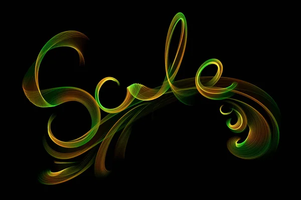 SALE word made of fire or smoke in green and red colors in hot sparkly design on black background — Stock Photo, Image