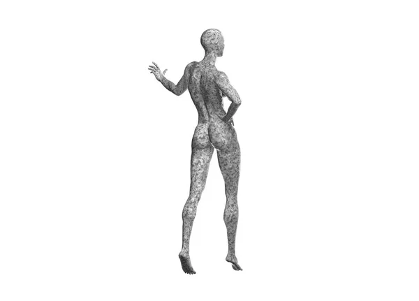 Groß und gesund fit Sportlerin aus Marmor isoliert auf weißem Hintergrund. 3D gerenderte medizinische Illustration mit Copyspace für Ihren Text. Fettleibigkeit und gesunder Lebensstil. — Stockfoto