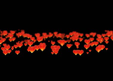 Koyu arka plan üzerinde izole kırmızı gem kalpler. Geometrik buruşuk üçgen düşük poli stil grafik 3d render illüstrasyon. İşiniz için raster köşeli tasarım