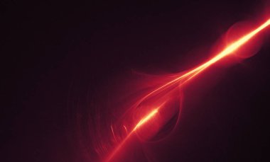 koyu arka plan boşluk evren üzerinde parlayan kırmızı eğri çizgiler. İllüstrasyon.