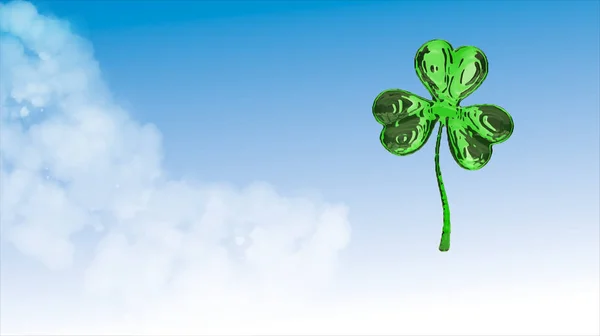 St. Patricks Day 3d effect clover over space background. Decorative greeting grungy or postcard. Simple banner for the site, shop, magazine promotions with place for text. 3d illustration — Stock Photo, Image