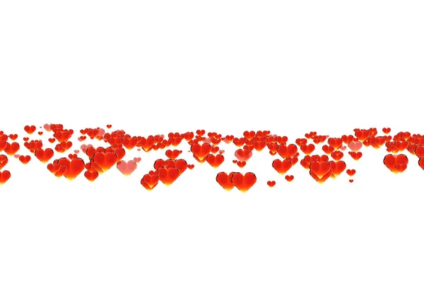 Красные драгоценные сердца изолированы на белом фоне. Геометрическая смятая треугольная низкопольная графическая 3D-иллюстрация. Растровый полигональный дизайн для Вашего бизнеса — стоковое фото