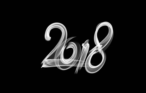 Felice anno nuovo 2018 numeri isolati lettering scritto con fiamma di fuoco o fumo su sfondo nero — Foto Stock