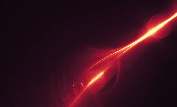 Glödande rött böjda linjer över mörka abstrakt bakgrund utrymme universum. Illustration. — Stockfoto