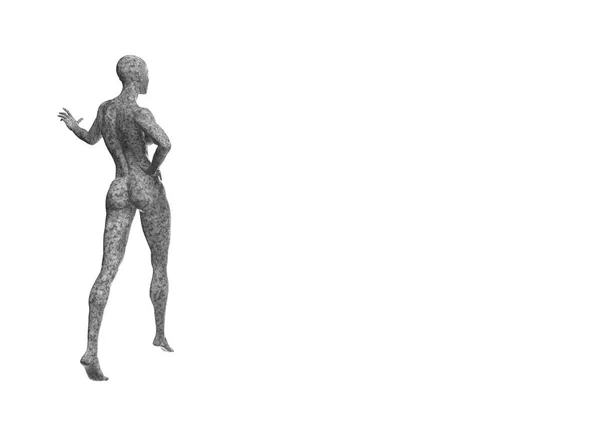 Uzun sağlıklı spor kız beyaz bir arka plan üzerinde izole mermerden yapılmış uygun. 3D işlenmiş tıbbi illüstrasyon boşaltmak metniniz için ile. Obezite ve spor sağlıklı yaşam sorunları. — Stok fotoğraf