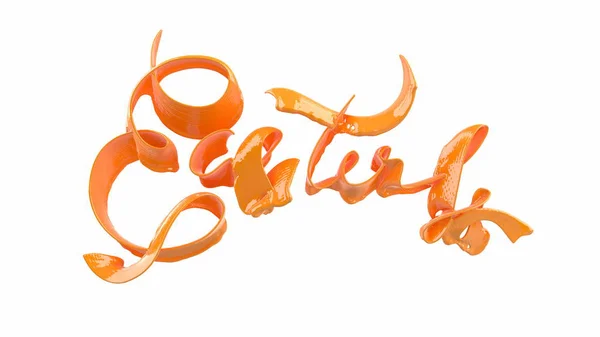 Joyeux fond de Pâques avec éclaboussure liquide juteuse orange. Invitation illustration 3D réaliste carte de vœux, annonce, promotion, affiche, dépliant, bannière web, article, médias sociaux — Photo
