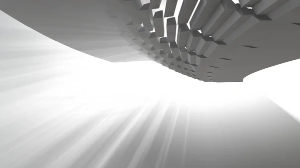 볼륨 라이트 라운드 튜브 터널의 형태로 추상 현대 미래 건축. 3d 렌더링 그림 배경 — 스톡 사진