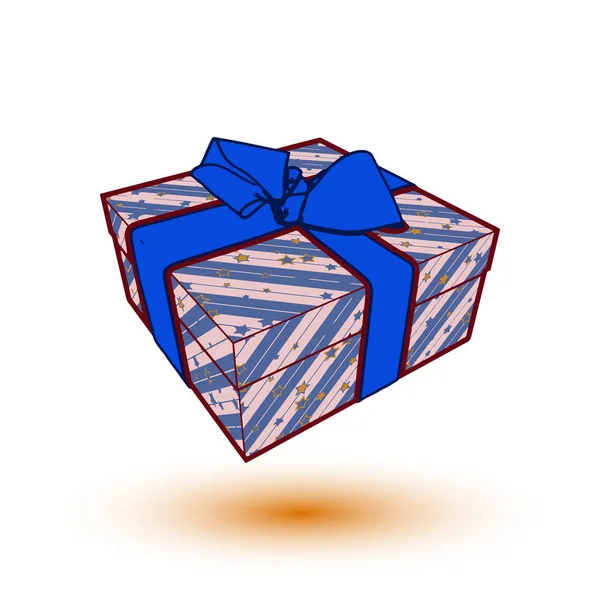 Boîte cadeau cadeau avec arc bleu et ruban. illustration — Photo