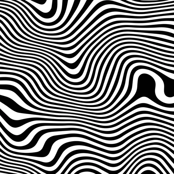 Gestreepte abstracte golvende achtergrond. zebra zwart-wit afdrukken. illustratie. Mode stof moderne achtergrond — Stockvector