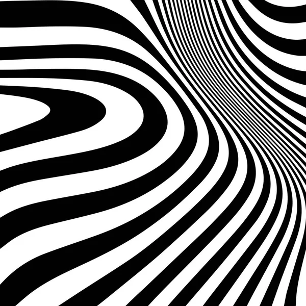 Gestreepte abstracte golvende achtergrond. zebra zwart-wit afdrukken. illustratie. Mode stof moderne achtergrond — Stockvector