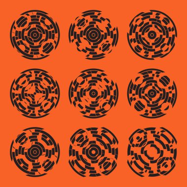 Soyut hightech koleksiyonu kümesi 9 radarlar, teknoloji daire arka plan