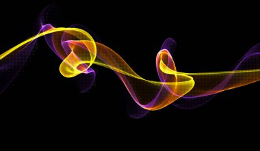 soyut renkli dalgalı duman alev siyah arka plan üzerinde.