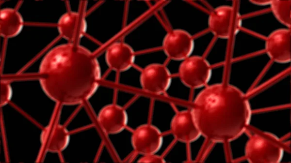 Kırmızı moleküler geometrik kaos Soyut yapı. Bilim Teknoloji ağ bağlantısı yüksek teknoloji arka plan 3d render illüstrasyon — Stok fotoğraf