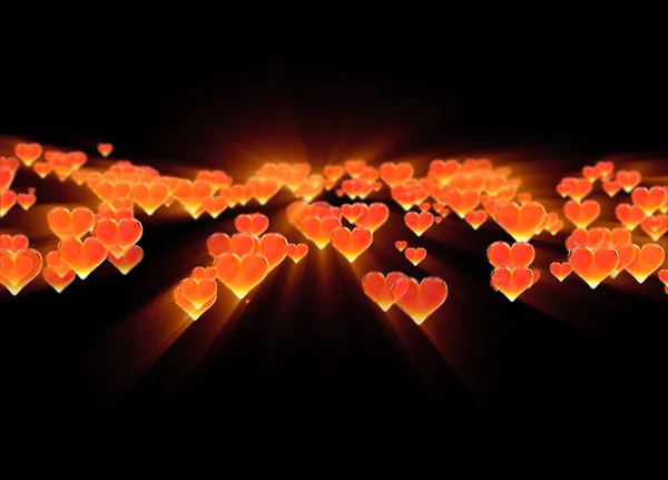 Красные драгоценные сердца изолированы на черном фоне. Геометрическая смятая треугольная низкопольная графическая 3D-иллюстрация. Растровый полигональный дизайн для Вашего бизнеса — стоковое фото