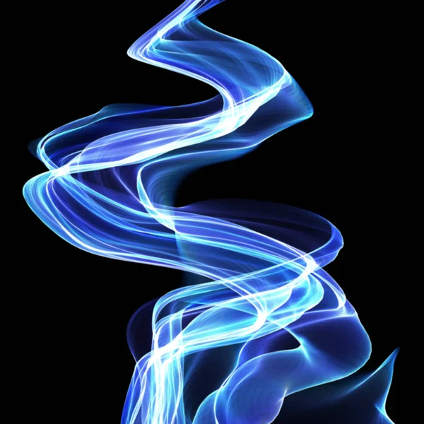 Llama de humo ondulado colorido abstracto sobre fondo negro . — Foto de Stock