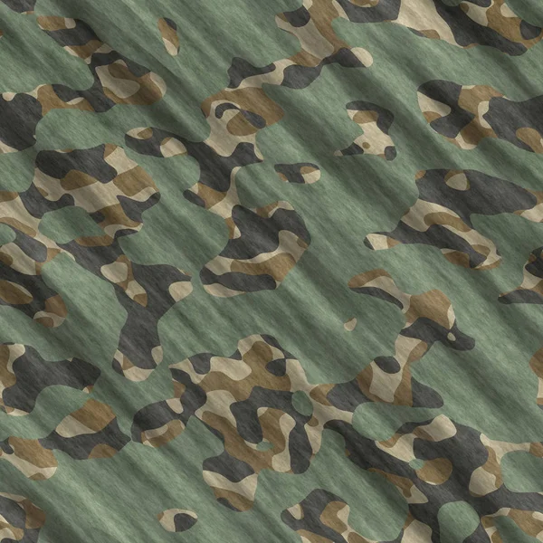 Kamouflagemönster bakgrund sömlös illustration. Klassisk klädstil maskerande camo upprepa tryck. Grön brun svart oliv färger skog struktur — Stockfoto
