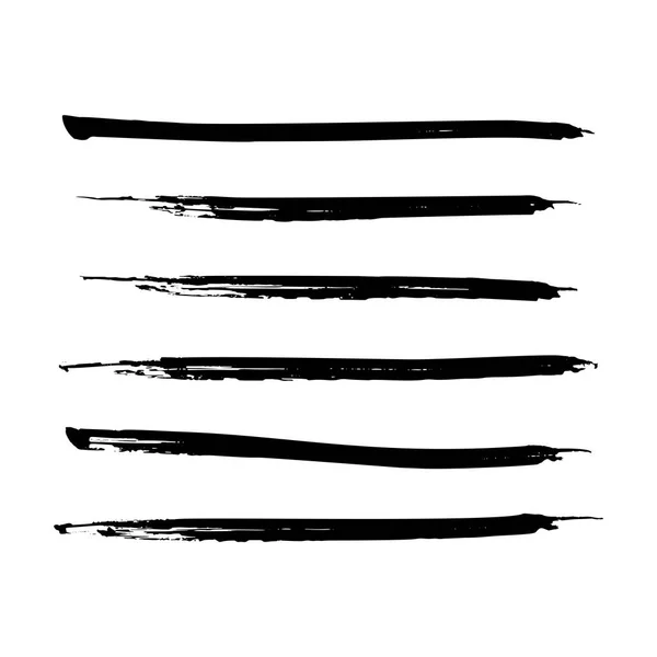Siyah boya, mürekkep fırça darbeleri, satır kümesi. Kirli sanatsal tasarım öğeleri. Vektör eps10.