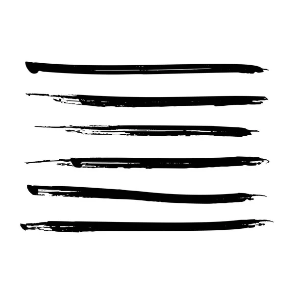 검은 페인트, 잉크 브러시 스트로크, 라인의 집합입니다. 더러운 예술적 디자인 요소입니다. 벡터 eps10. — 스톡 벡터