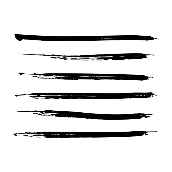 Siyah boya, mürekkep fırça darbeleri, satır kümesi. Kirli sanatsal tasarım öğeleri. Vektör eps10.