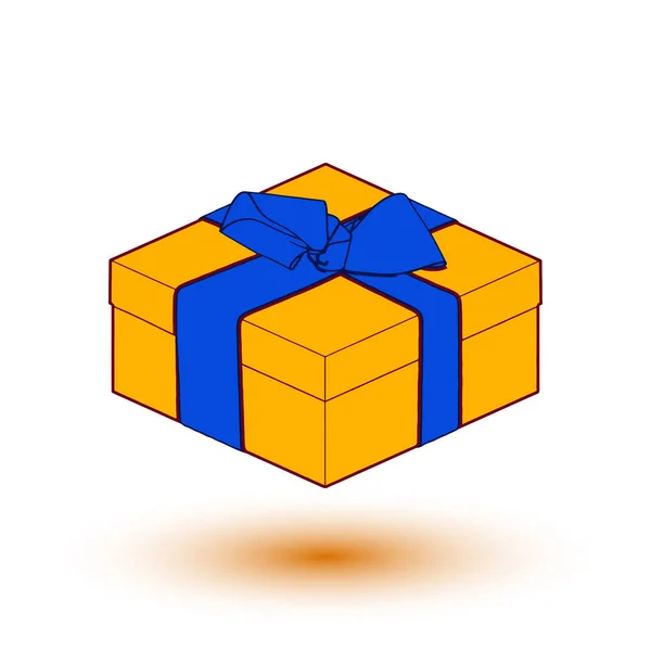 Mavi kurdele ve kurdeleyle birlikte turuncu hediye kutusu. EPS10 Vektör illüstrasyonu — Stok Vektör