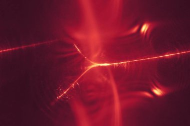 koyu arka plan boşluk evren üzerinde parlayan kırmızı eğri çizgiler. İllüstrasyon