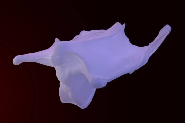 Siyah arka planda battaniyeyle kaplı uçan beyaz hayalet çocuk figürü. Cadılar Bayramı 3 boyutlu illüstrasyon