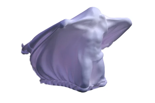 Flying White Ghost boy figure covered with a blanket sheet on White Background. Halloween 3d illustration — Stock Photo, Image