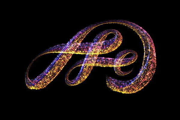 Decoración abstracta del monograma con letra E para su texto o diseño. Hecho de partículas brillantes multicolores brillantes —  Fotos de Stock