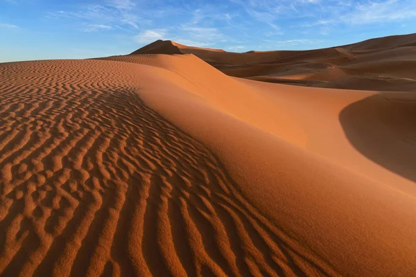 Dunes Erg Chebbi Morocco Ergs Large Seas Dunes Formed Wind — Stock Photo, Image