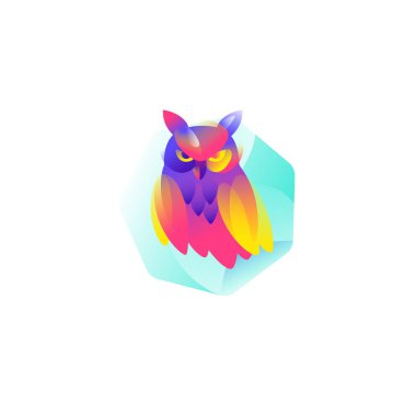 Bir baykuş simgesi. Vektör düz simgesi. Akıllı bir baykuş Illustration. Görüntü beyaz arka plan üzerinde izole. Form stili. Web sitesi ve baskı için simge. Tılsım, şirket için bir marka. Sembol, amblemi.