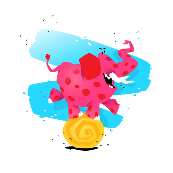 Illustrazione Cartone Animato Rosa Elefante Una Palla Immagine Isolata Sfondo — Foto Stock