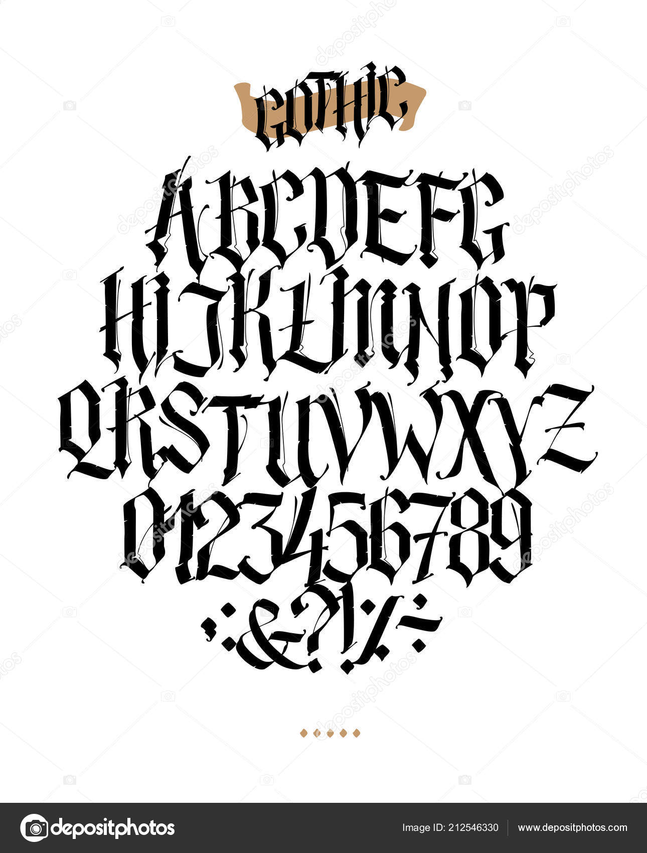 Alfabeto Completo Estilo Gótico Vector Letras Símbolos