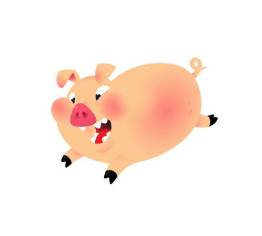 Güzel çizgi film domuz Illustration. Vektör. Resimde beyaz bir arka plan üzerinde izole. Bir domuz bir hayvandır. Karakter et şirketi için. Pastırma ve restoran ambalaj için logo. Marka. Maskot.