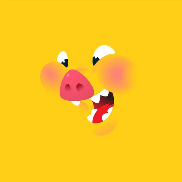 Porco Amarelo Dos Desenhos Animados Vector Emoção Sorriso Personagem Porco —  Vetores de Stock