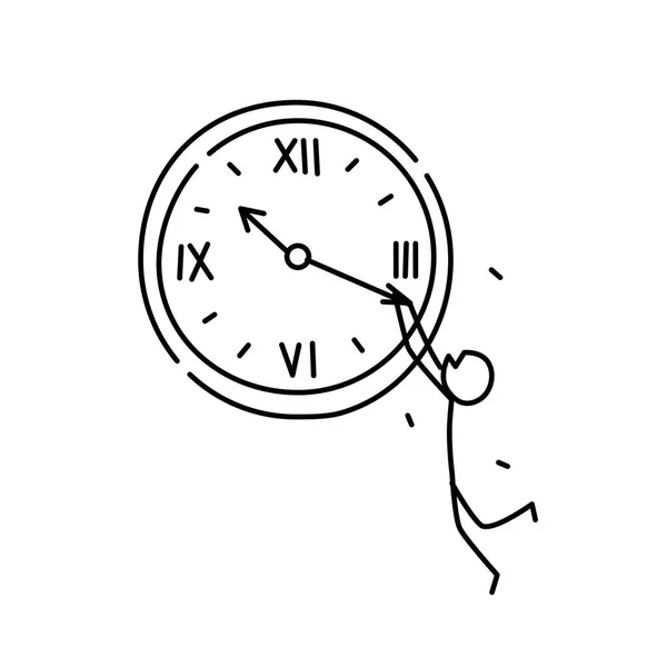 Illustration Homme Pesant Sur Main Minute Vecteur Pas Assez Temps — Image vectorielle