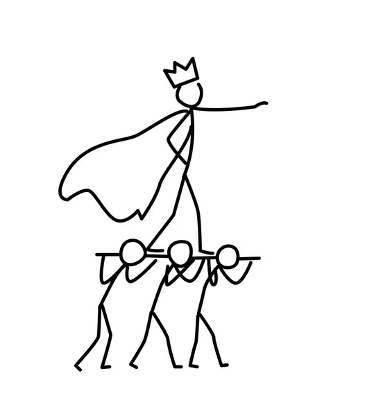 Иллюстрация Маленьких Людей Босса Вектор Шеф Повар Король Окружении Свитой — стоковый вектор