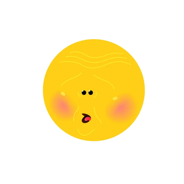 Yellow round head, face. Vector. Flat illustration of stylized human face. Round sign. Emoji yellow sad face. Symbol. Internet meme.
