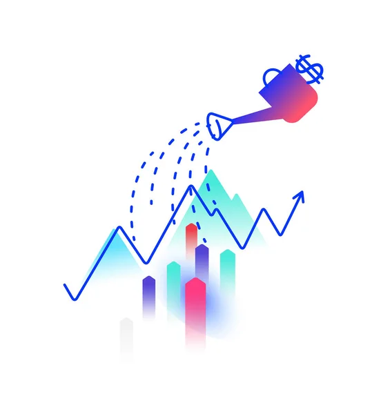 Illustrazione Sul Tema Del Reddito Finanziario Vettore Profitti Investimenti Innaffiamento — Vettoriale Stock