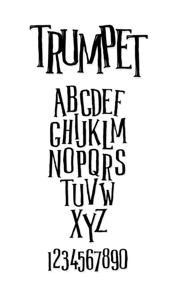一组字母 字母表 笨重的细长字体 大写字母 字体不均匀 字母是设计海报 传单或演示文稿的符号 标志的标志 所有字母都是分开的 纹理背景 — 图库矢量图片
